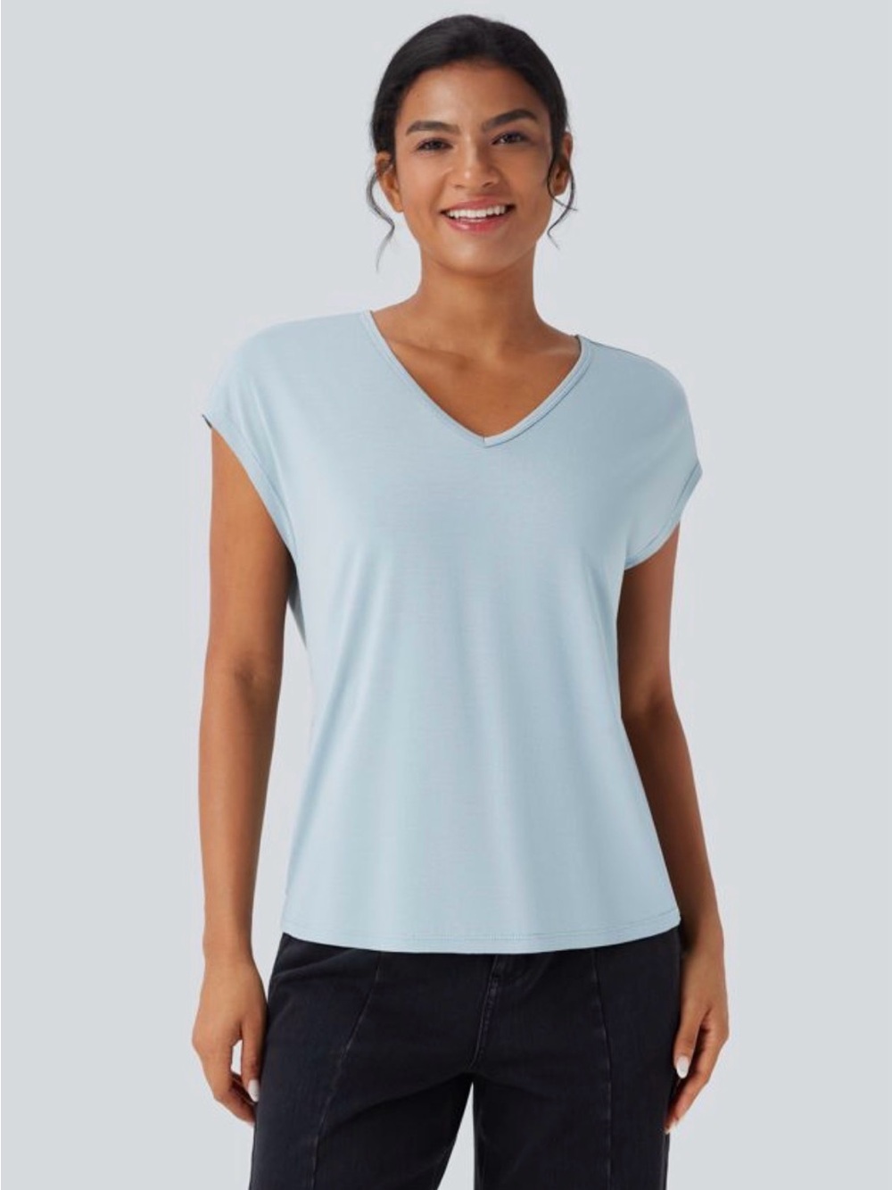 HALARA Light Blue V-Neck T-Shirt